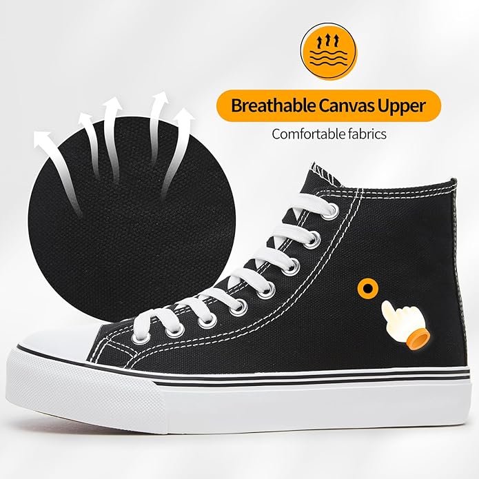 Custom Printed High Top Canvas Shoes, Lace up Canvas Sneakers