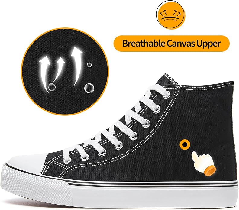 Custom Printed High Top Canvas Shoes, Lace up Canvas Sneakers