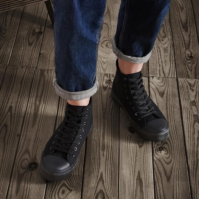Custom Printed High Top Canvas Shoes, Lace up Canvas Sneakers