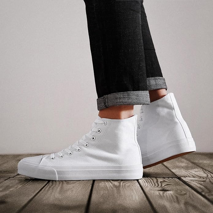 Custom Printed High Top Canvas Shoes, Lace up Canvas Sneakers