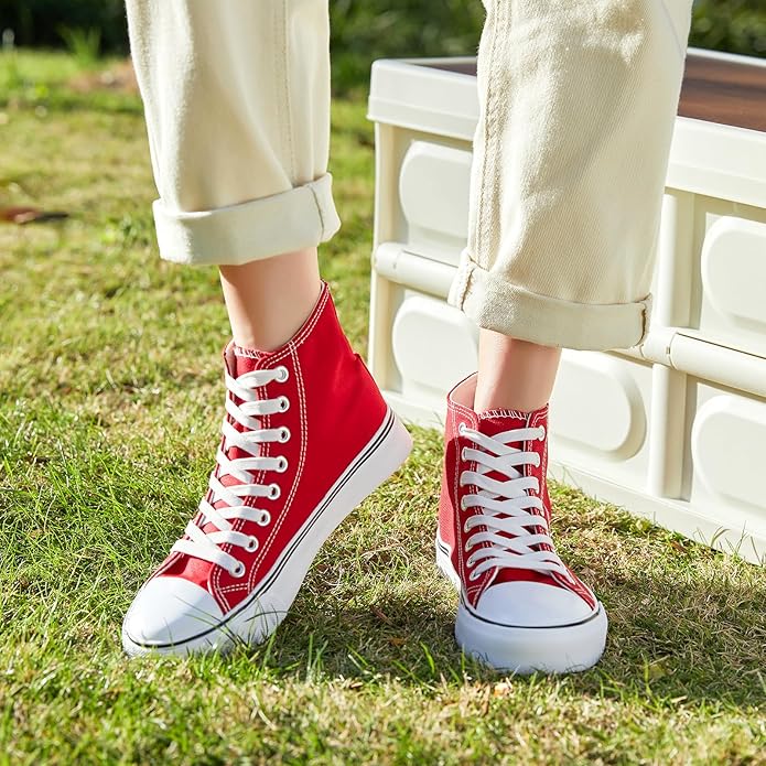 Custom Printed High Top Canvas Shoes, Lace up Canvas Sneakers