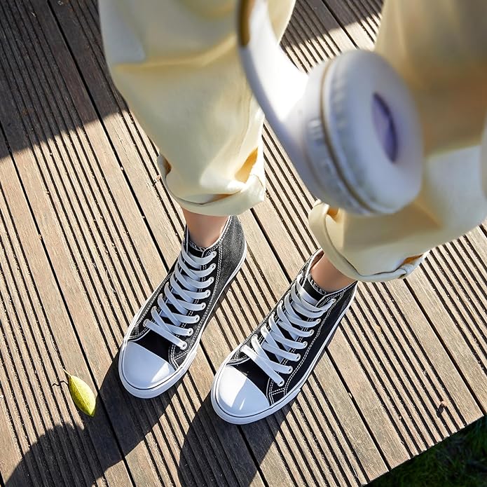 Custom Printed High Top Canvas Shoes, Lace up Canvas Sneakers
