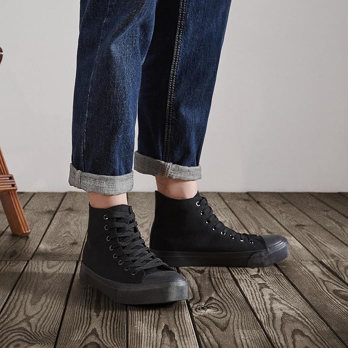 Custom Printed High Top Canvas Shoes, Lace up Canvas Sneakers