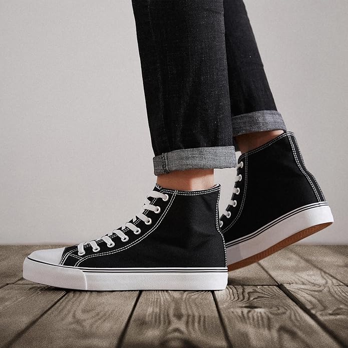 Custom Printed High Top Canvas Shoes, Lace up Canvas Sneakers