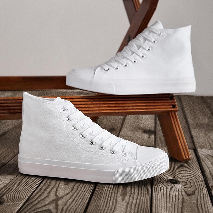 Custom Printed High Top Canvas Shoes, Lace up Canvas Sneakers