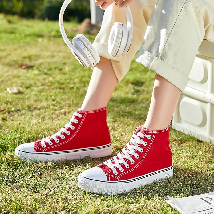 Custom Printed High Top Canvas Shoes, Lace up Canvas Sneakers