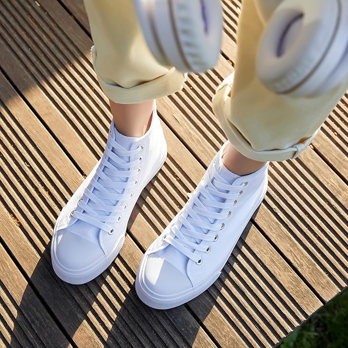 Custom Printed High Top Canvas Shoes, Lace up Canvas Sneakers