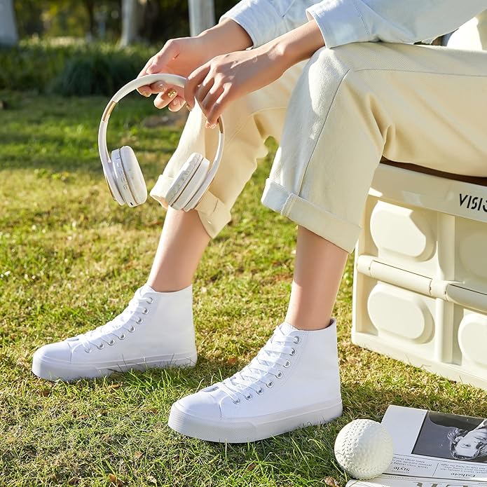 Custom Printed High Top Canvas Shoes, Lace up Canvas Sneakers