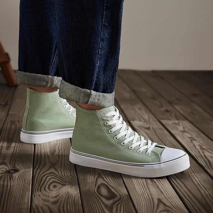 Custom Printed High Top Canvas Shoes, Lace up Canvas Sneakers