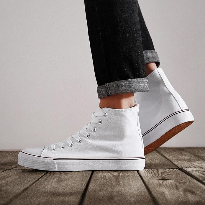 Custom Printed High Top Canvas Shoes, Lace up Canvas Sneakers