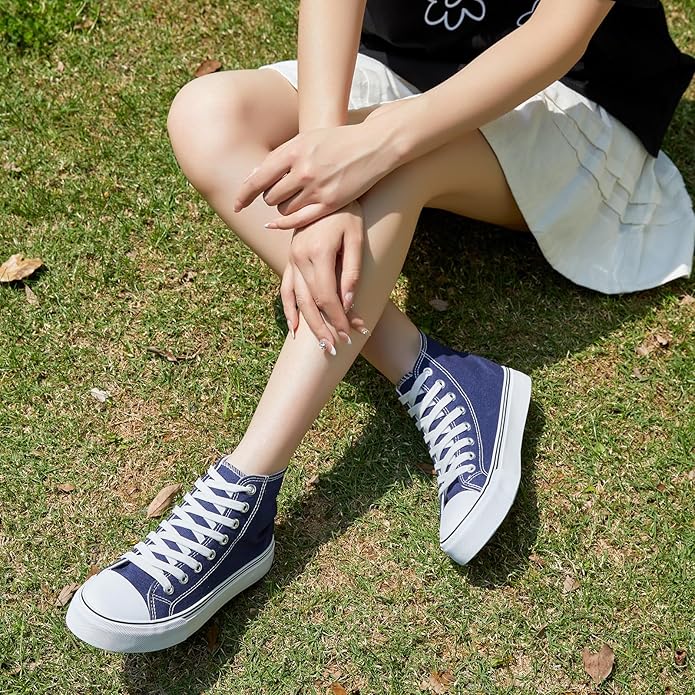 Custom Printed High Top Canvas Shoes, Lace up Canvas Sneakers