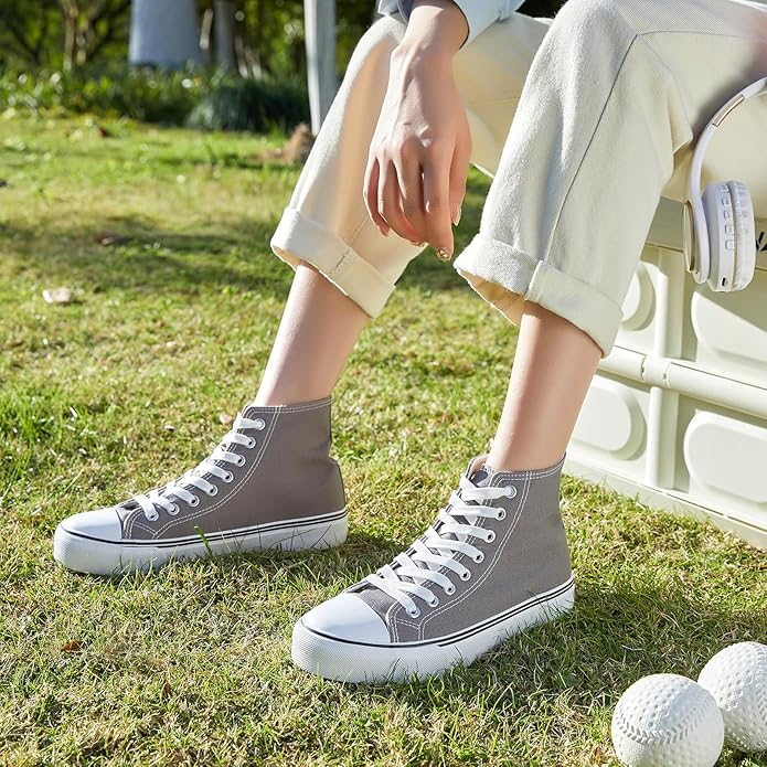 Custom Printed High Top Canvas Shoes, Lace up Canvas Sneakers