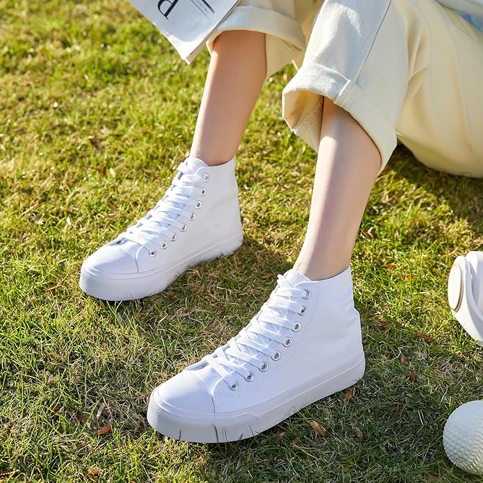 Custom Printed High Top Canvas Shoes, Lace up Canvas Sneakers