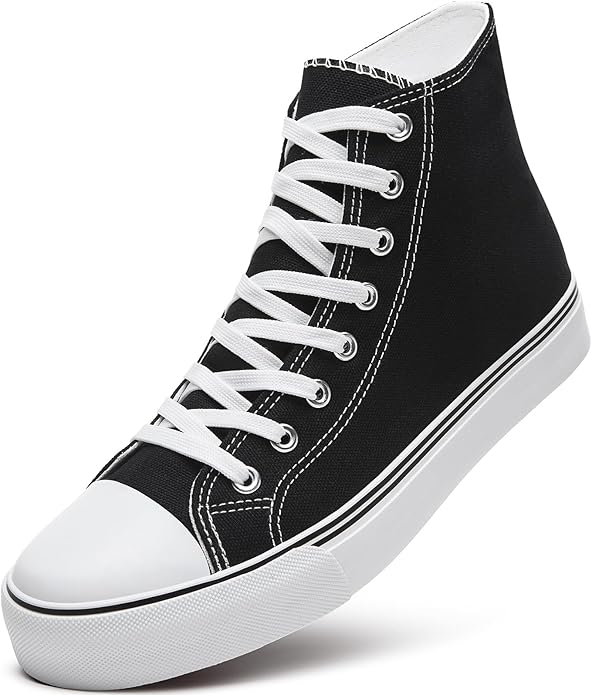 Custom Printed High Top Canvas Shoes, Lace up Canvas Sneakers