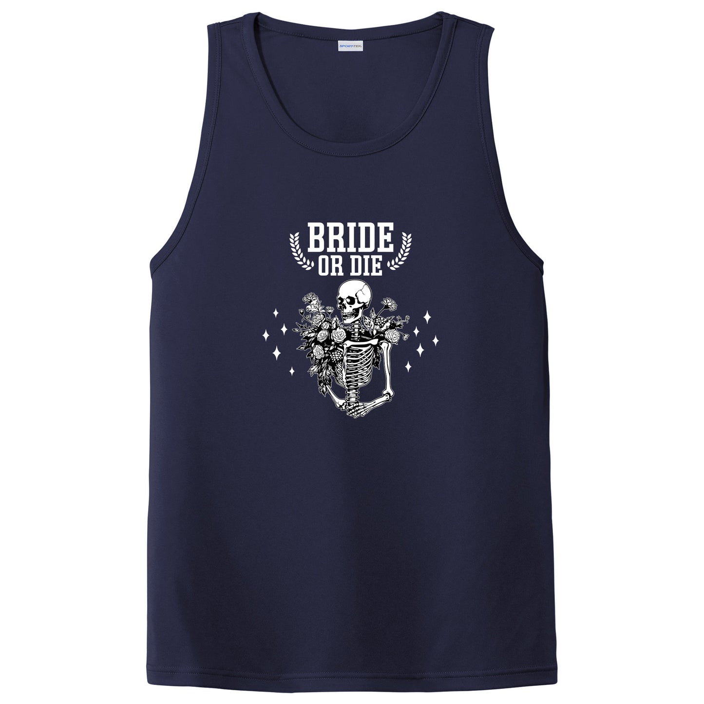 Funny Skeleton Bachelorette Party T-shirt with "Bride or Die" and "Til Death Do Us Party" Designs