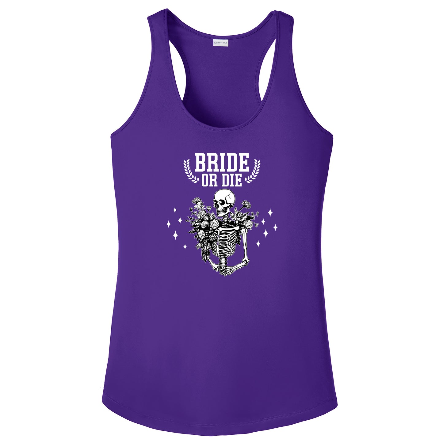 Funny Skeleton Bachelorette Party T-shirt with "Bride or Die" and "Til Death Do Us Party" Designs