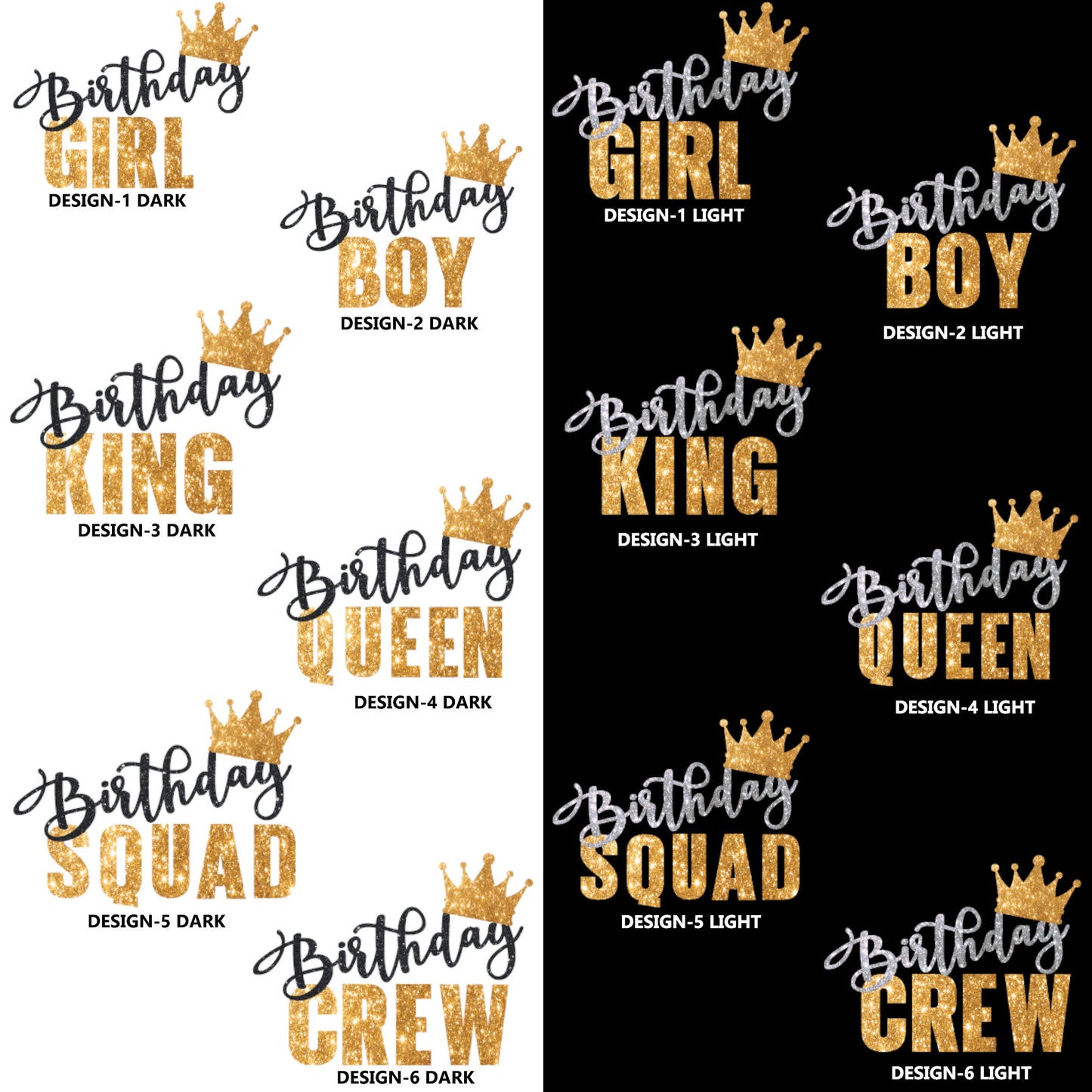 Birthday Crew Gold Team Matching Party T-shirts