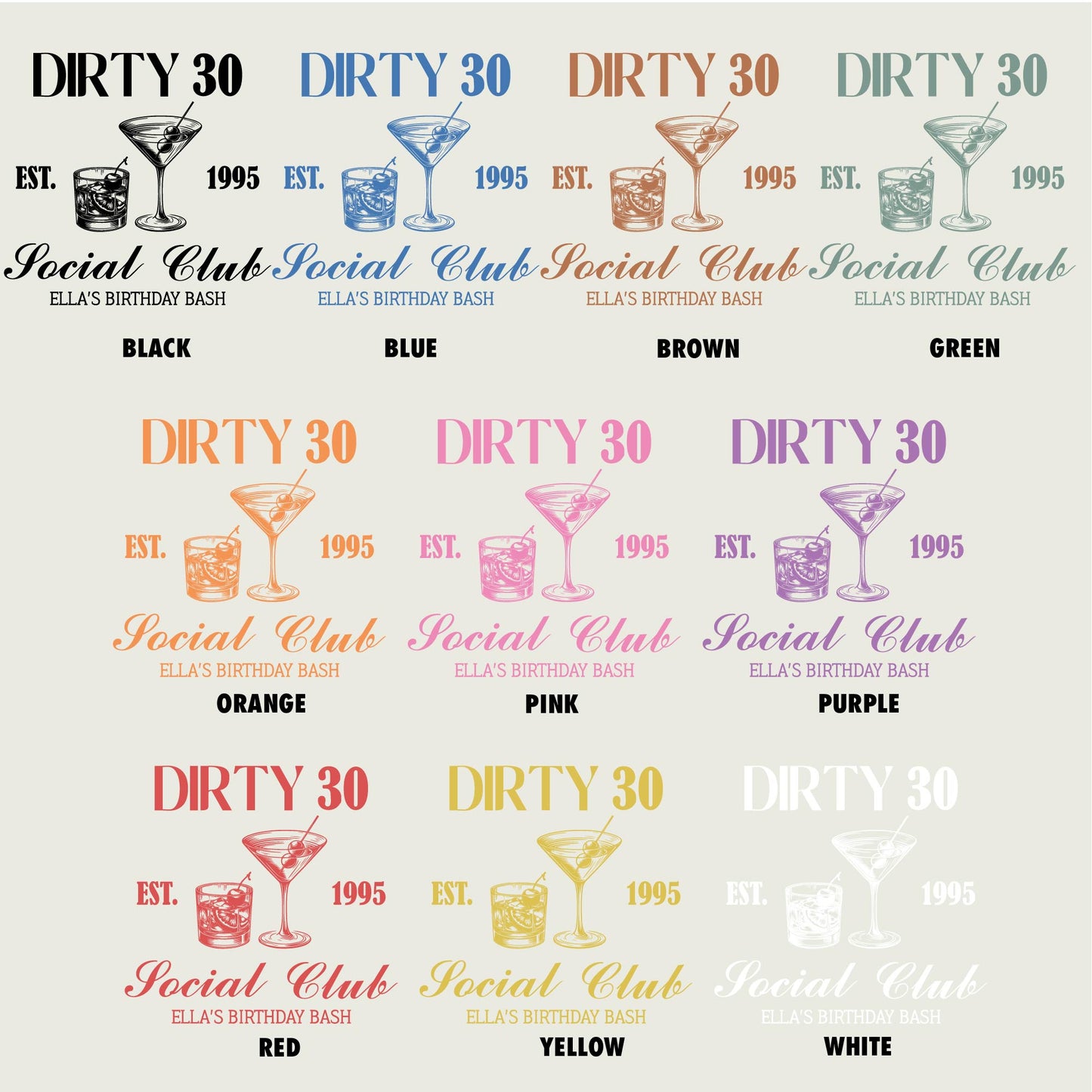 Custom Dirty 30 Birthday Party Social Club T-shirt