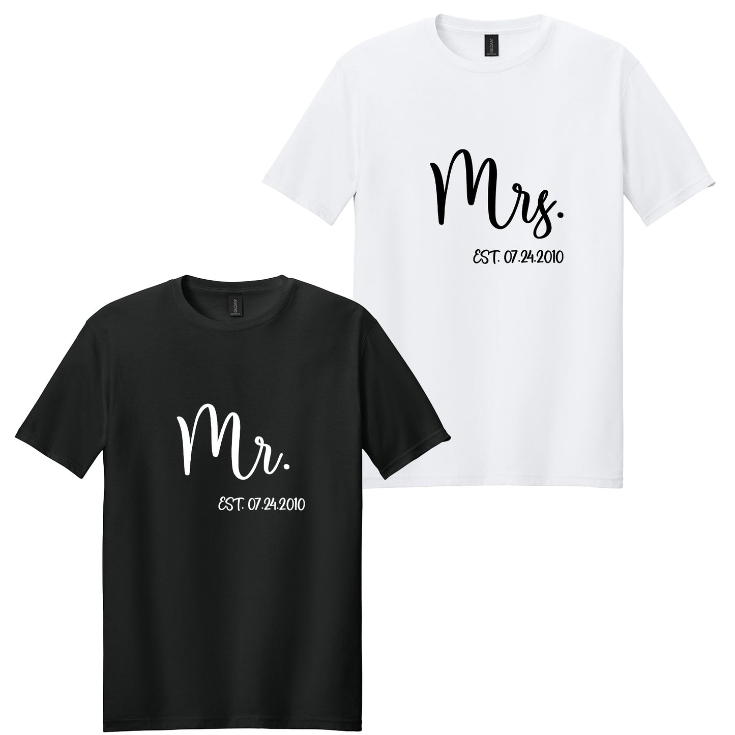 Custom Mr. and Mrs. Matching Wedding T-Shirts