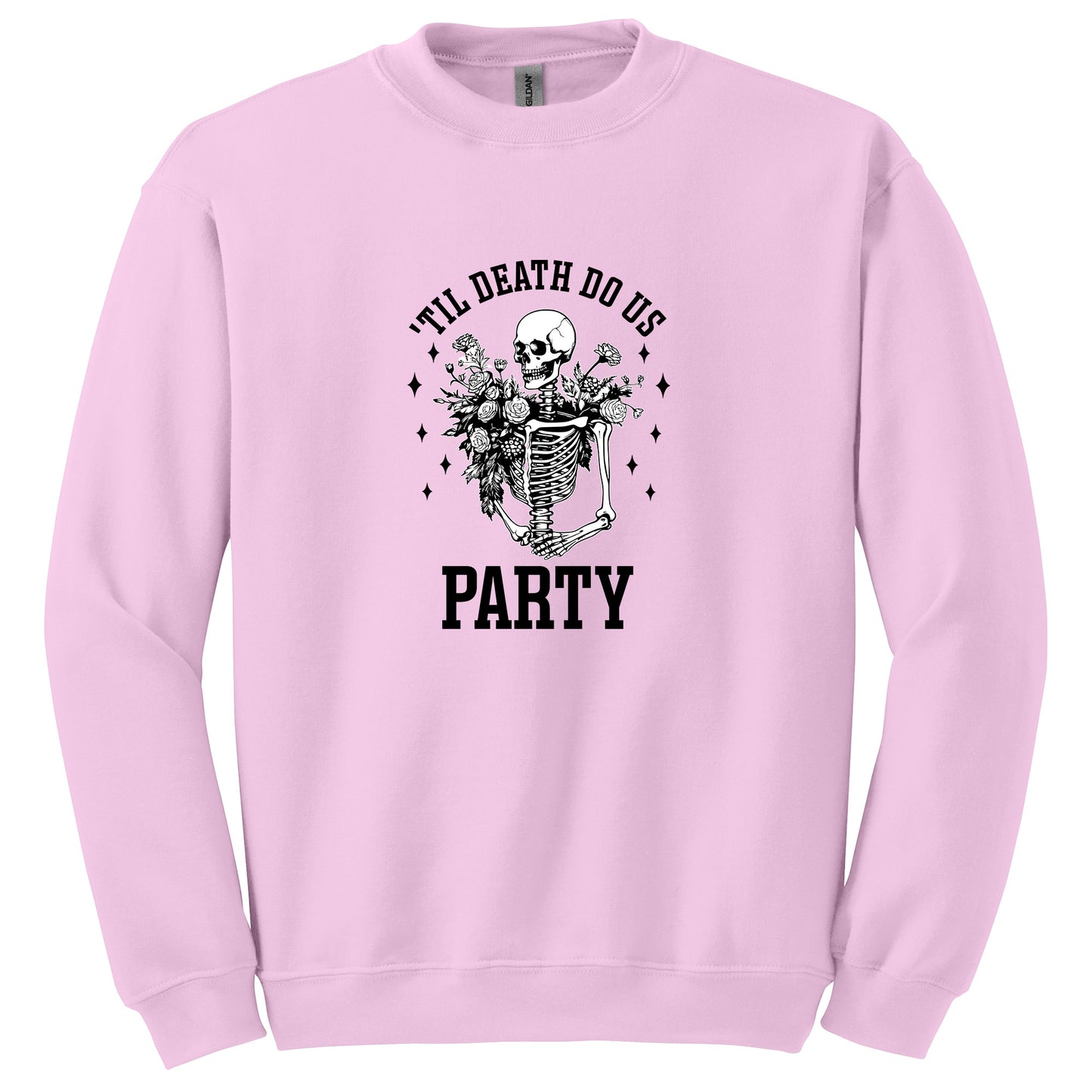 Funny Skeleton Bachelorette Party T-shirt with "Bride or Die" and "Til Death Do Us Party" Designs