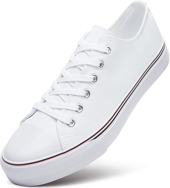 Custom Printed Low Top Canvas Shoes,Lace up Canvas Sneakers,Casual White Tennis Walking Shoes