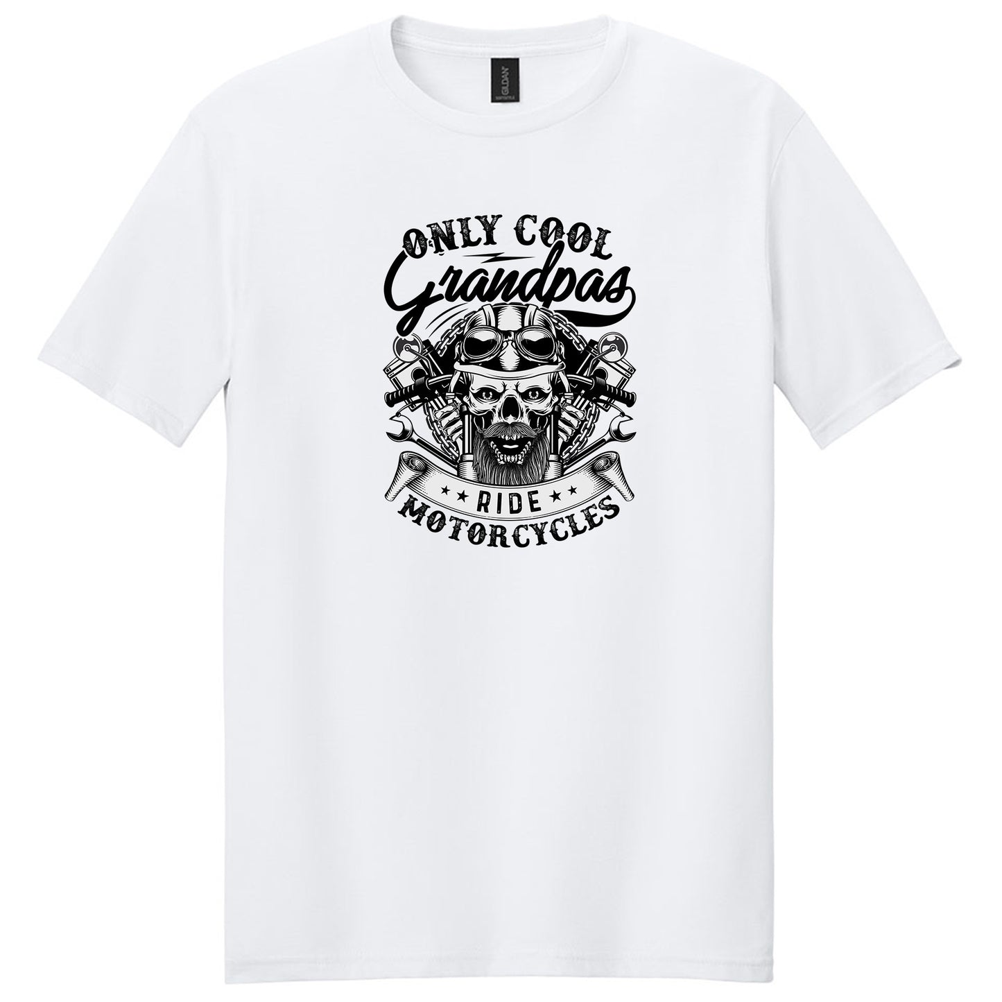 Only Cool Grandpa Ride Motorcycles Skull T-Shirt