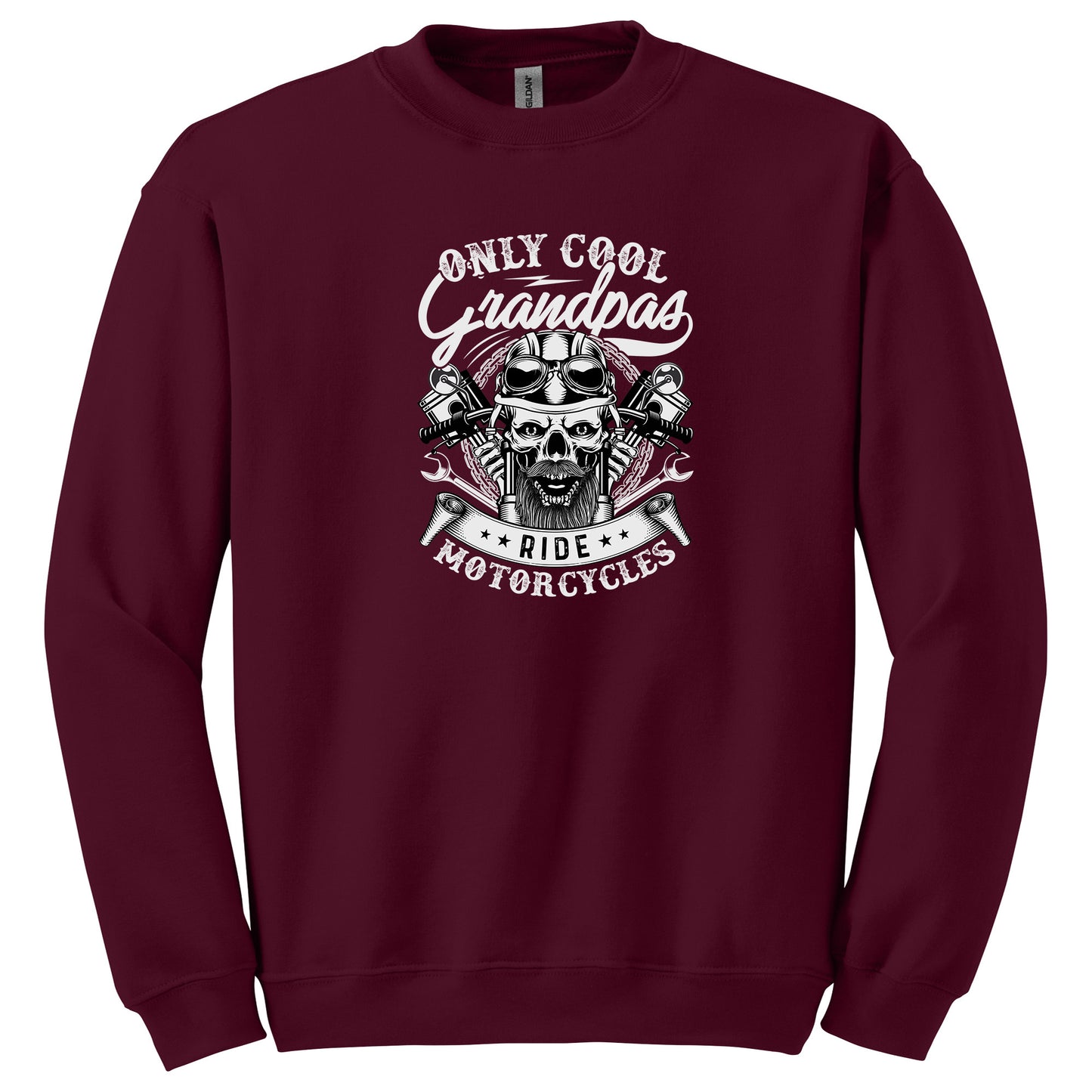 Only Cool Grandpa Ride Motorcycles Skull T-Shirt