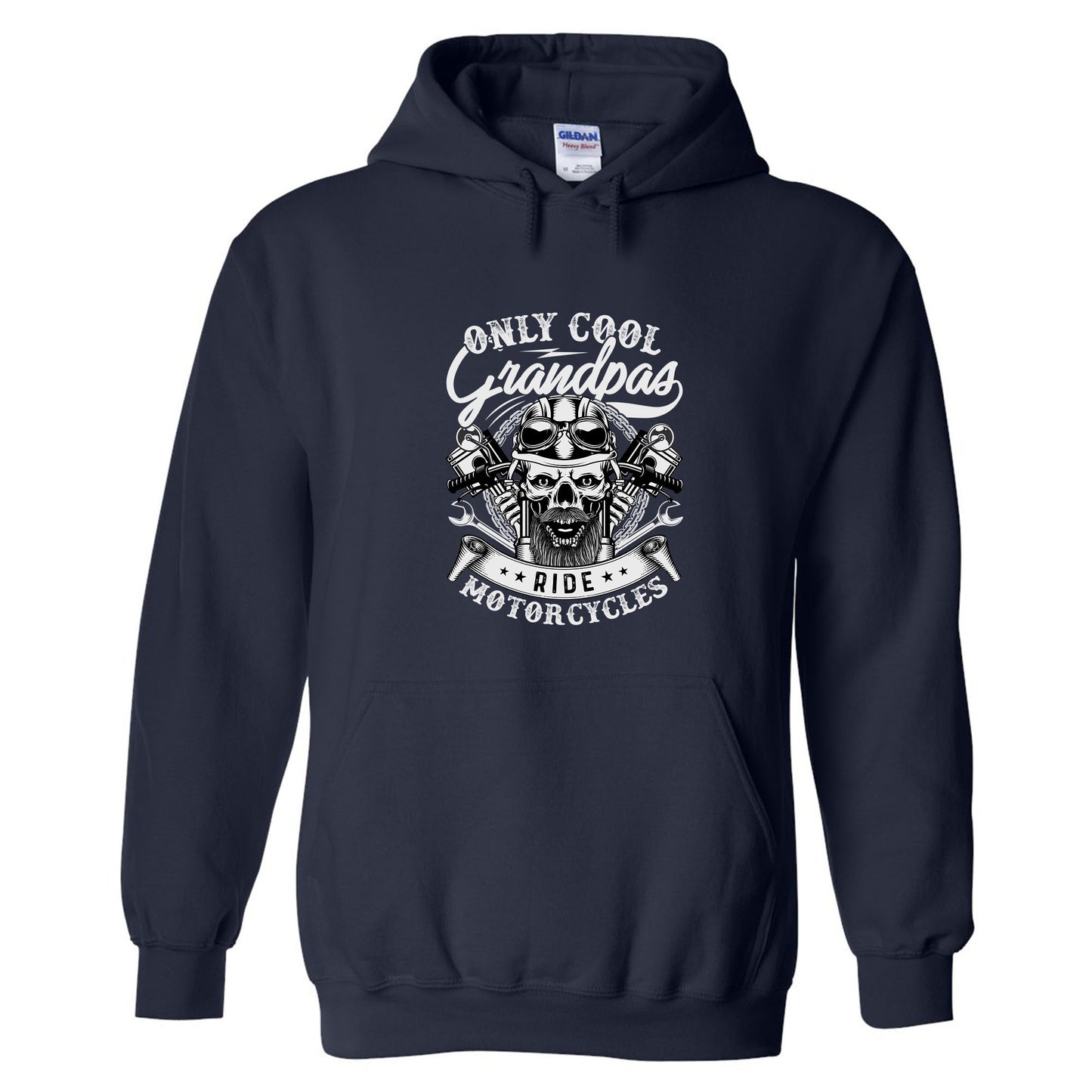 Only Cool Grandpa Ride Motorcycles Skull T-Shirt